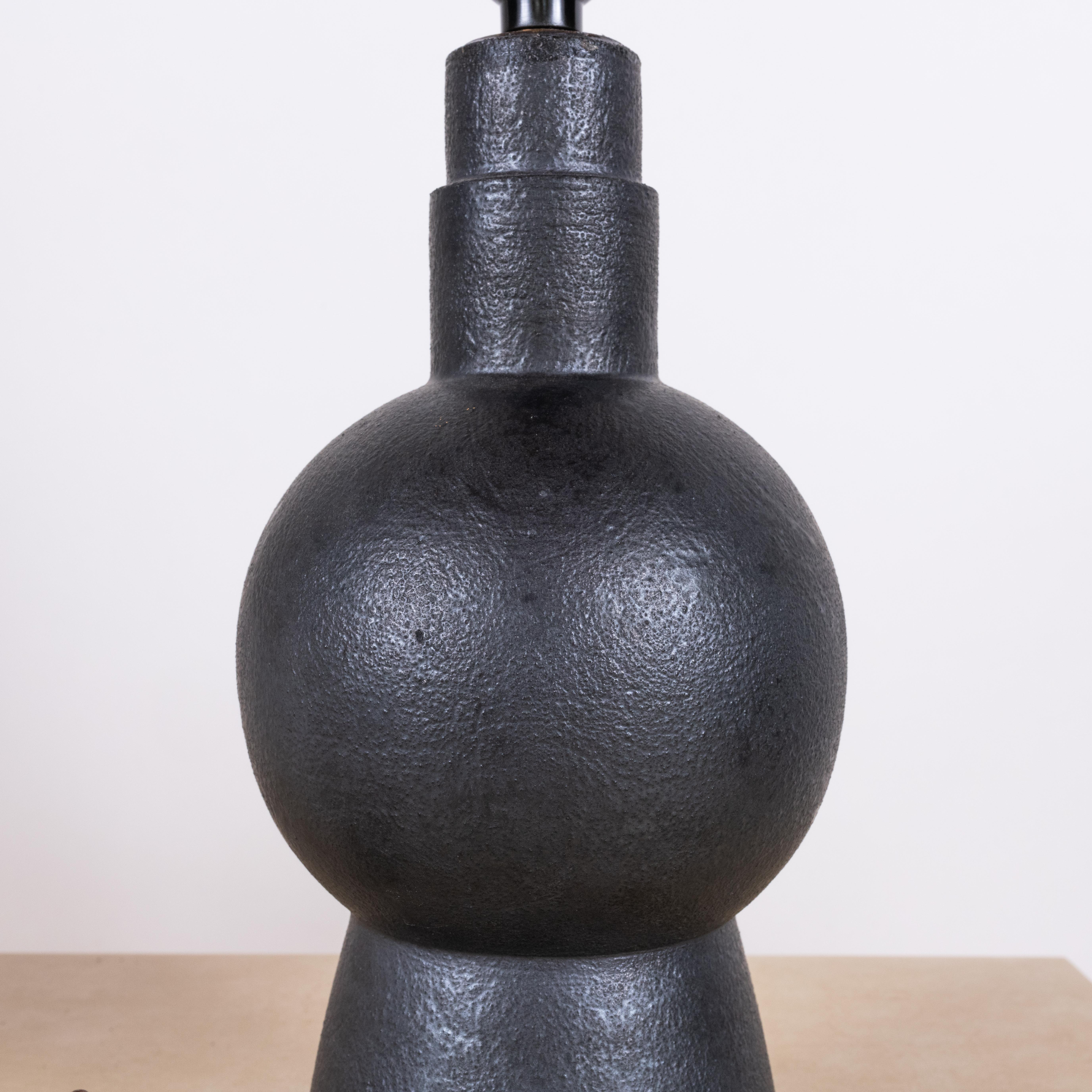 Black 'Bilboquet' Stoneware Lamp by Design Frères In New Condition For Sale In Los Angeles, CA