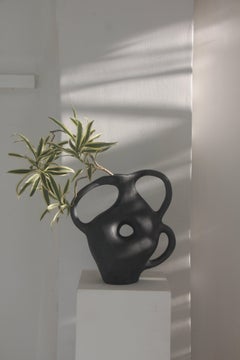 Black Biomorphic Ceramic 3-Handle Vessel by Hanna Englund Ceramics