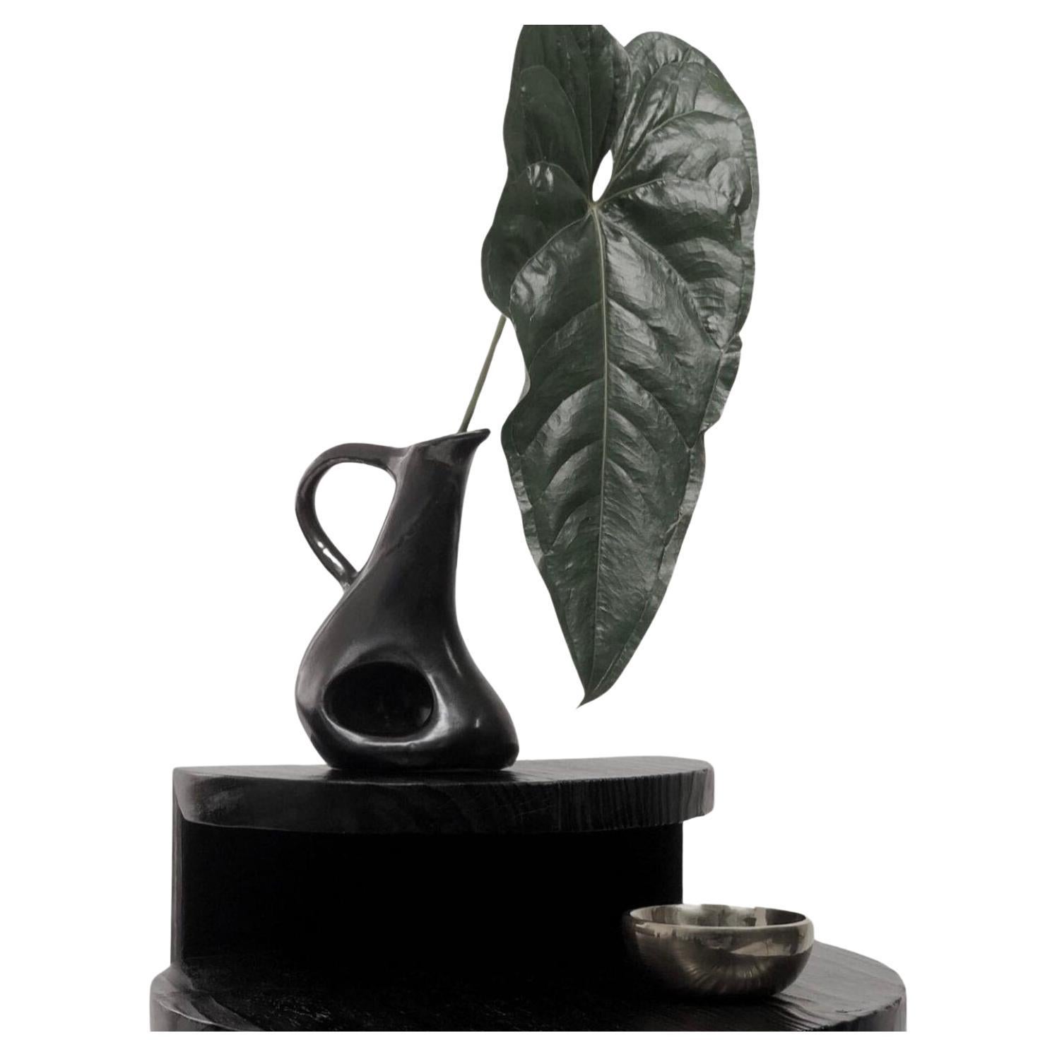 Black Biomorphic Ceramic Pitcher by Hanna Englund Ceramics For Sale