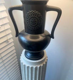 Black Biomorphic Ceramic Table Lamp Attributed to Vallauris, France 1955.