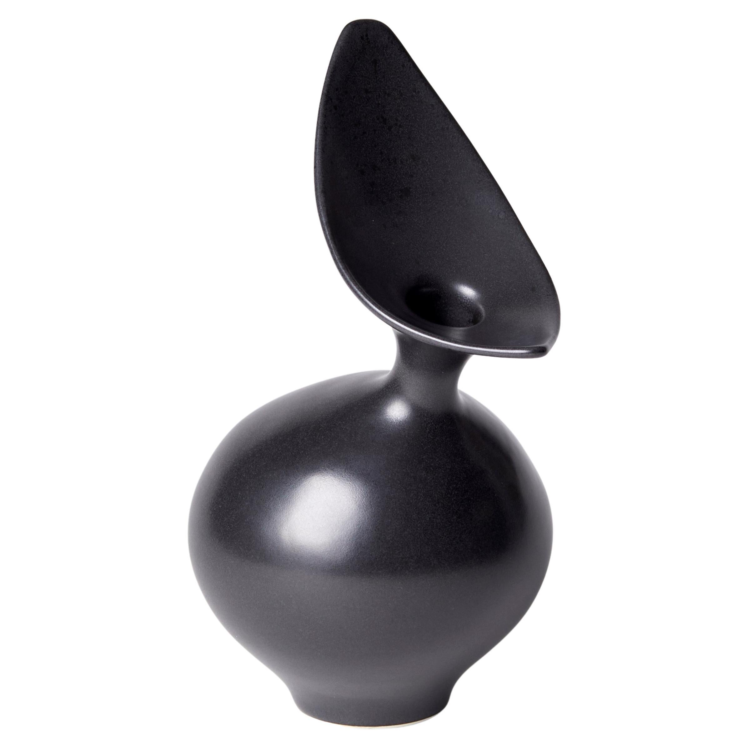 Black Bird, a Unique Ebony Sculptural Porcelain Vase by Vivienne Foley