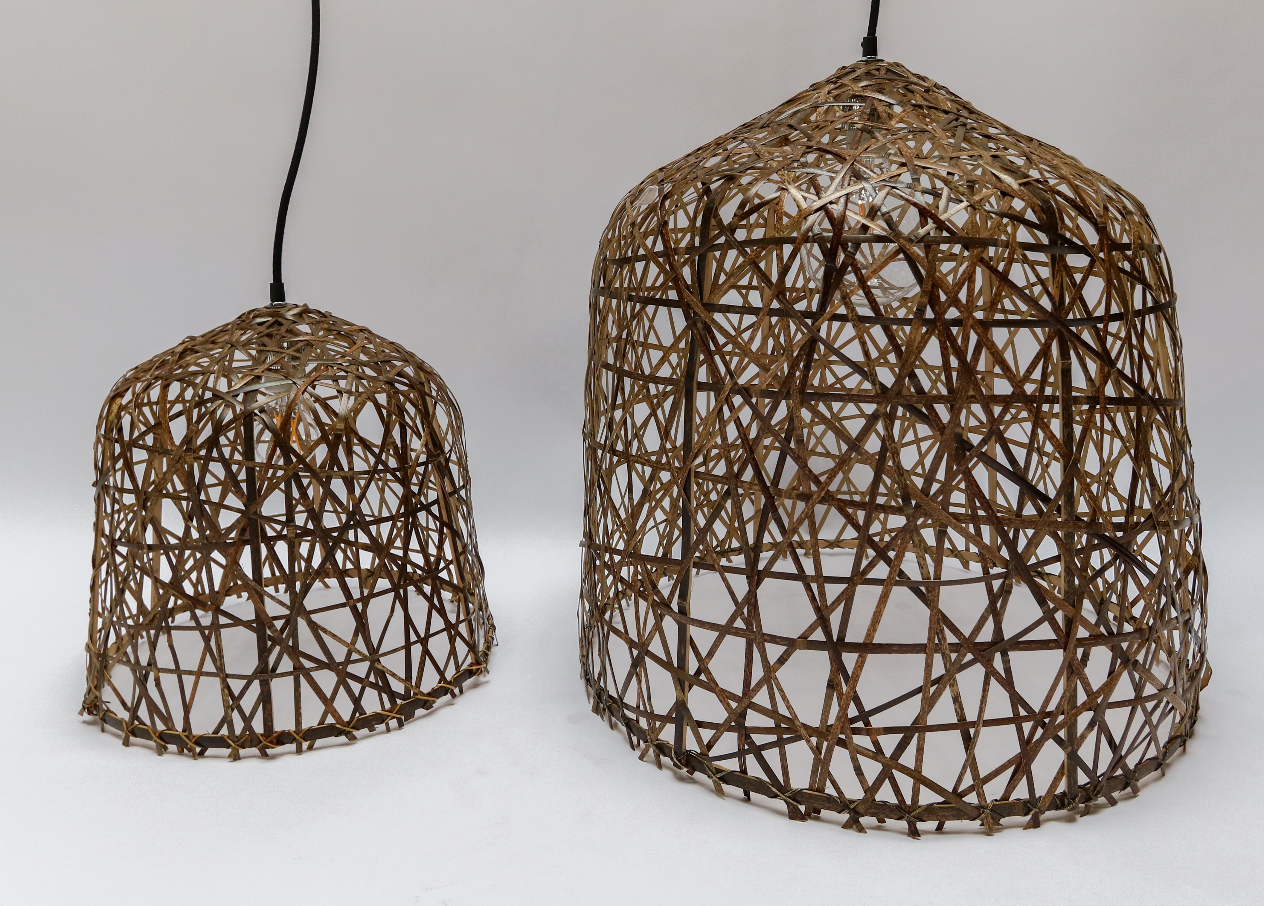 Bamboo Black Bird’s Nest Medium Pendant Chandelier by Ay Illuminate For Sale