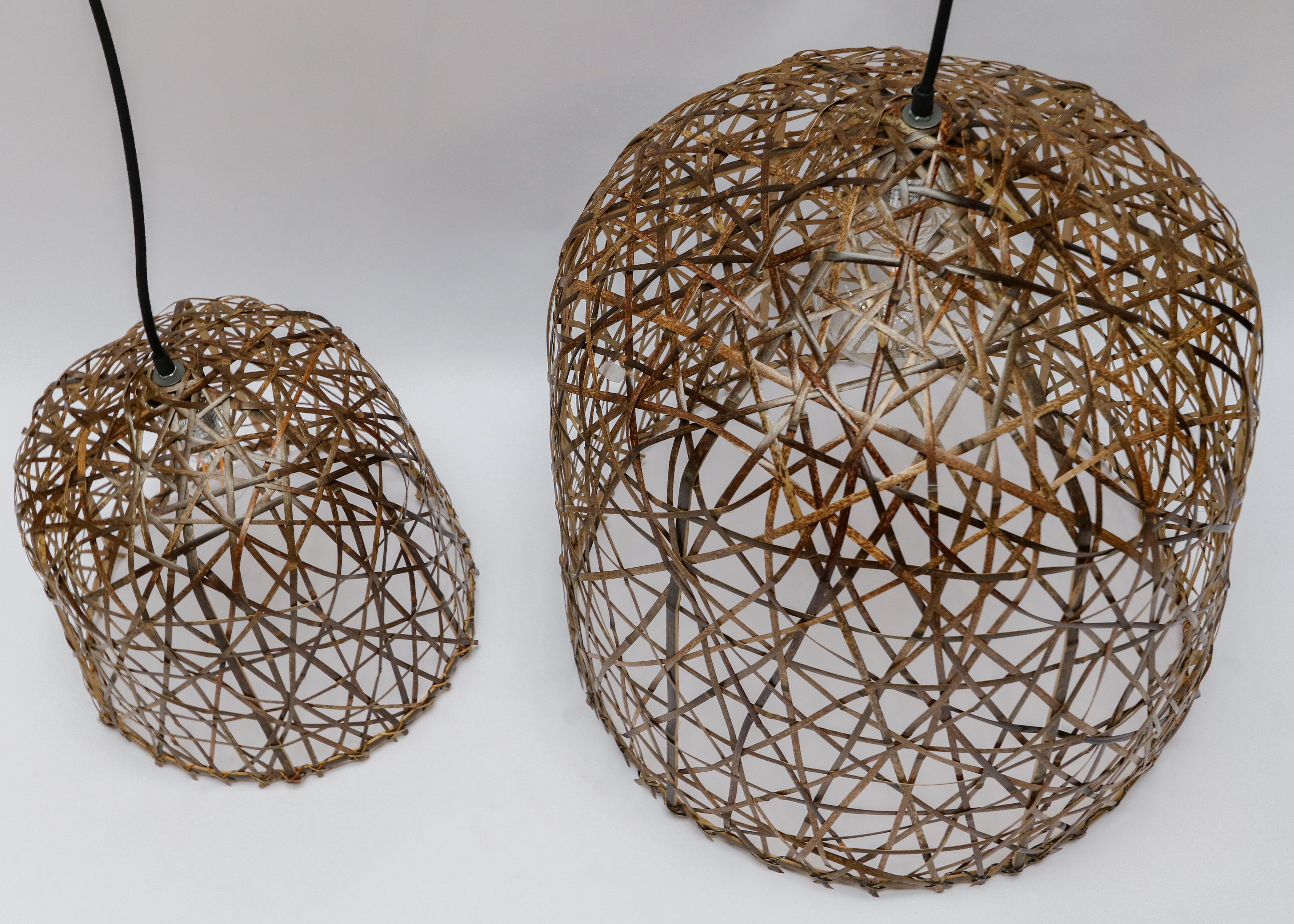 Bamboo Black Bird’s Nest Small Pendant Chandelier by Ay Illuminate For Sale