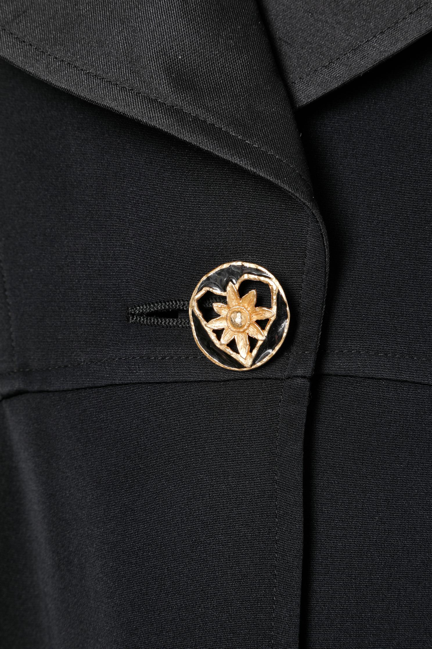black blazer with gold buttons