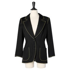 Black blazer with yellow top-stitched thread Givenchy Couture 