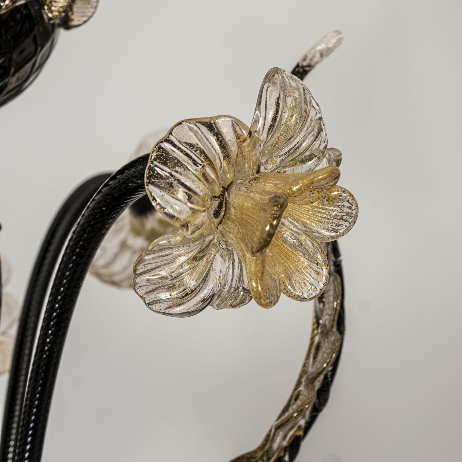 Araña vintage de cristal soplado negro de Murano en venta 4