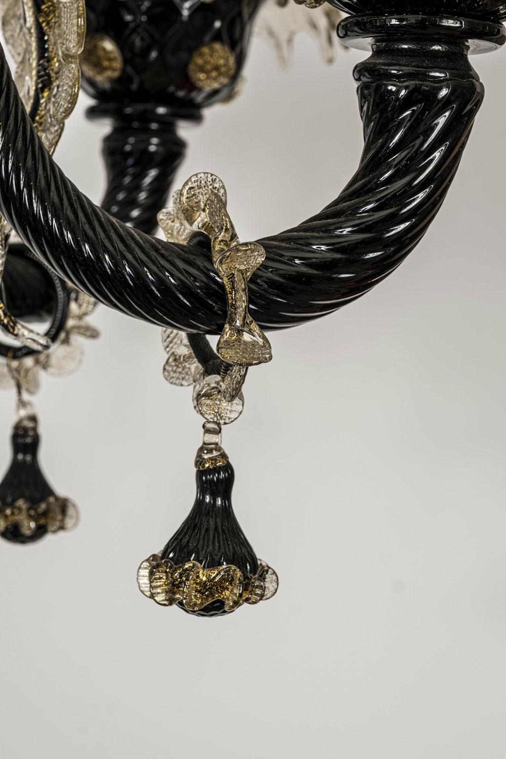 Araña vintage de cristal soplado negro de Murano en venta 1