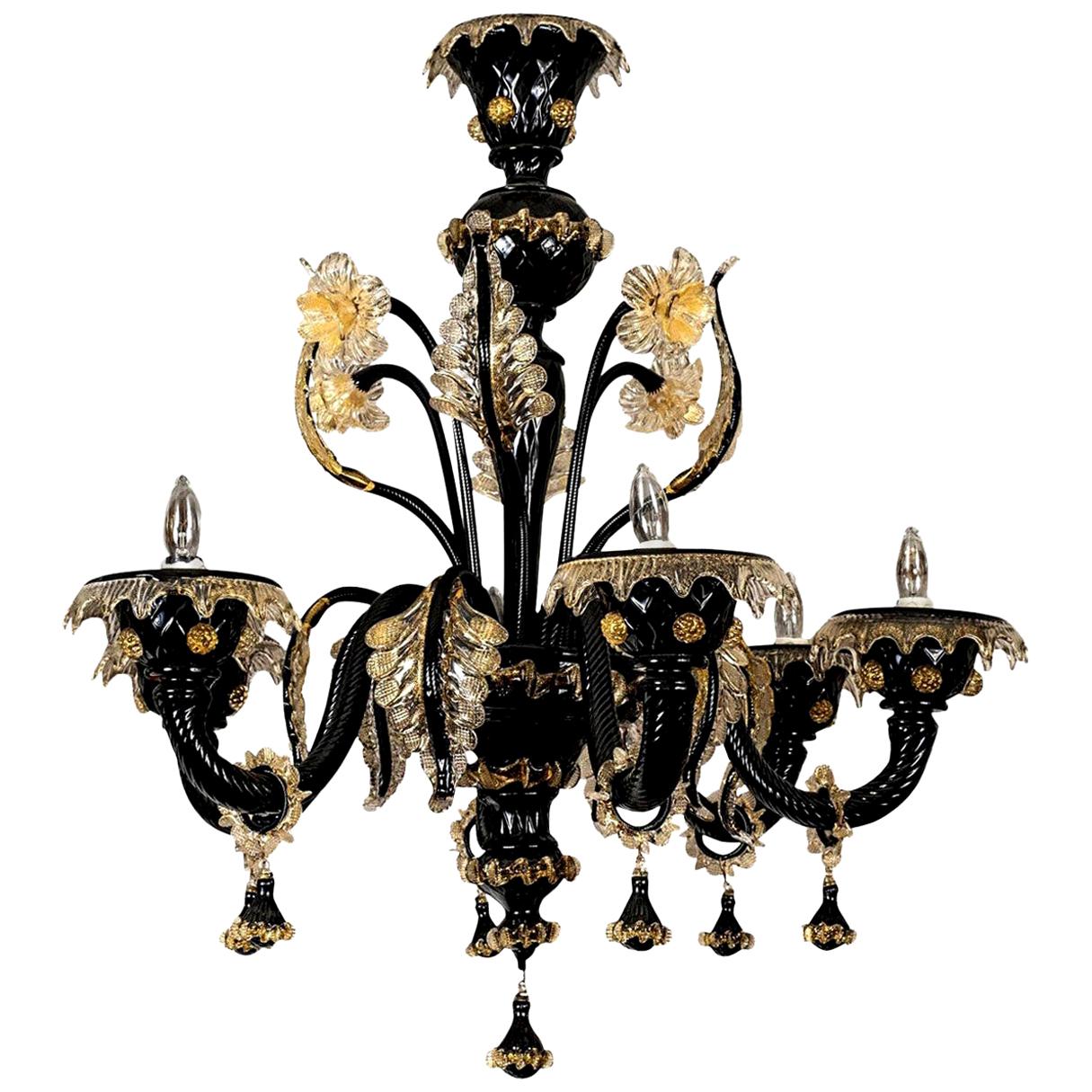Araña vintage de cristal soplado negro de Murano en venta 7