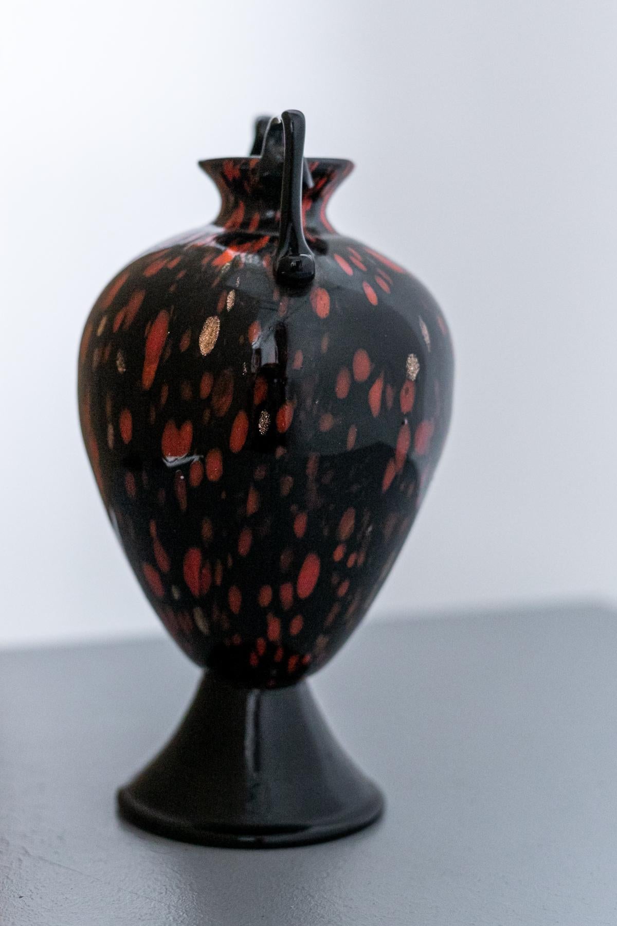 Black Blown Murano Glass Vase by Fratelli Toso, 1930s In Good Condition In Milano, IT