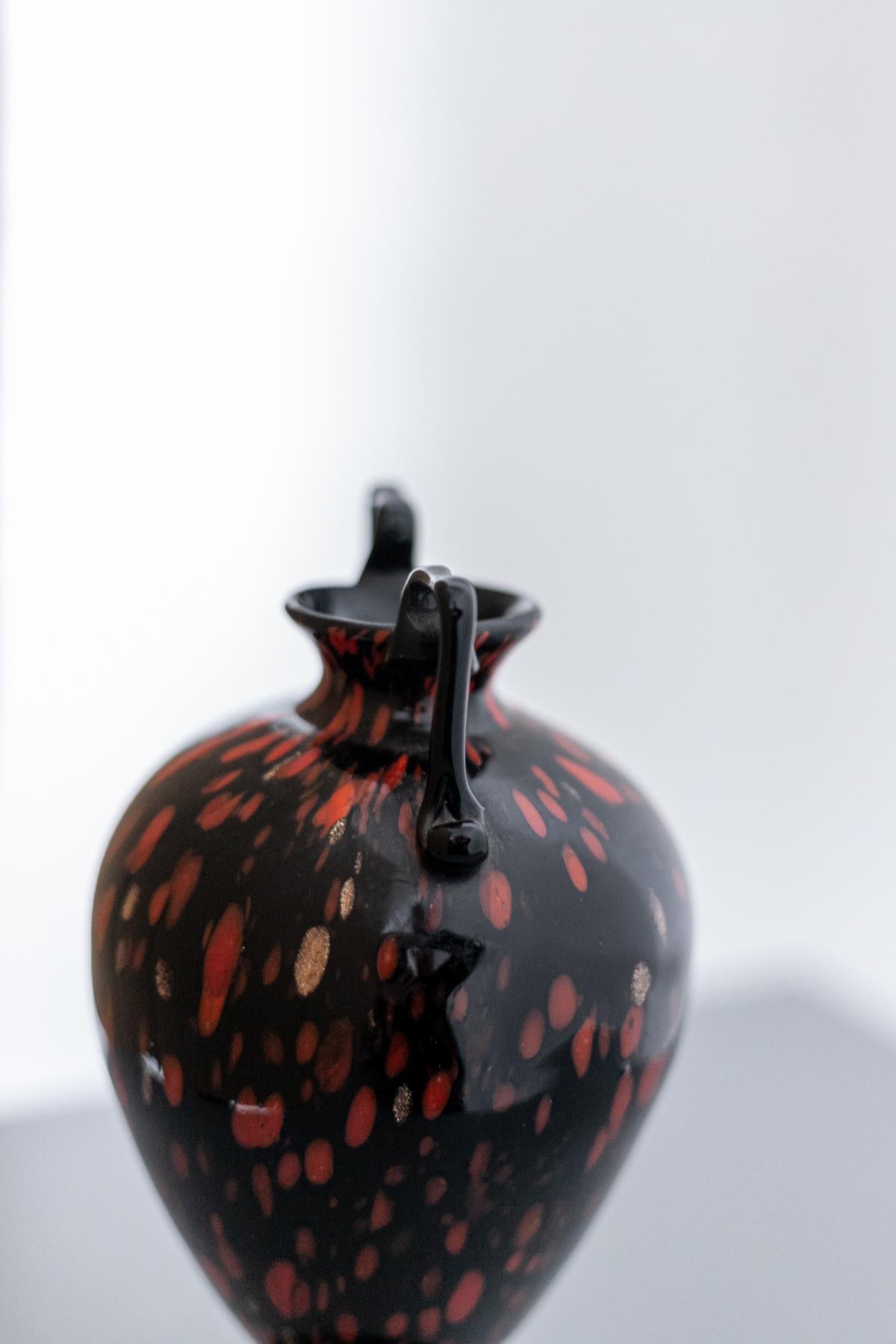 Mid-20th Century Black Blown Murano Glass Vase by Fratelli Toso, 1930s