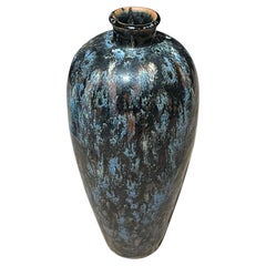Black, Blue and White Splatter Glaze, Thin Spout Vase, China, Contemporary