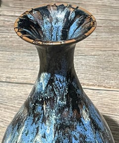 Black, Blue and White Splatter Glaze, Tulip Shape Vase, China, Contemporary