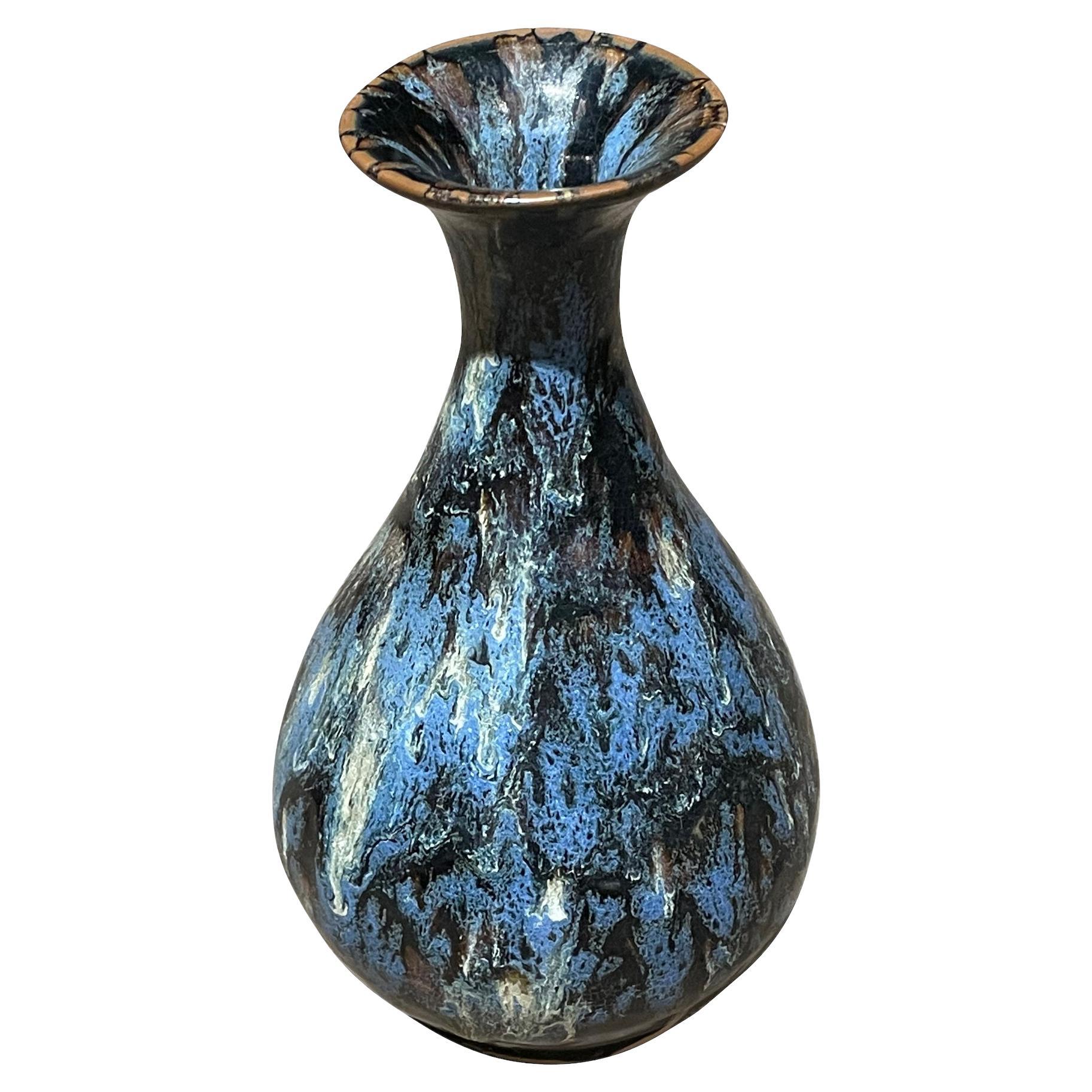 Black, Blue and White Splatter Glaze, Tulip Shape Vase, China, Contemporary