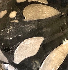 Black, Blue, Cream Patterned Glass Vase, China, Contemporary