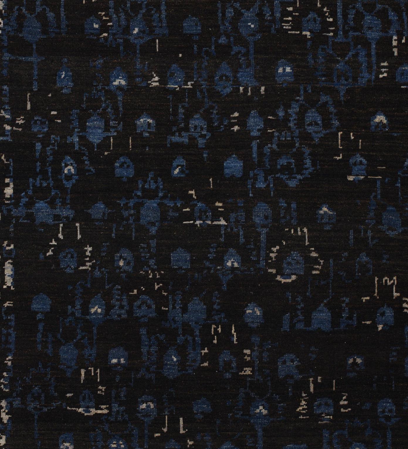 Schwarz Blau Persische Wolle Hand geknüpft Teppich 7 Fuß 4 in x 10 Fuß 9 in im Angebot 2