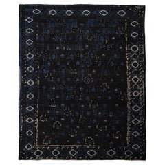 Schwarz Blau Persische Wolle Hand geknüpft Teppich 7 Fuß 4 in x 10 Fuß 9 in