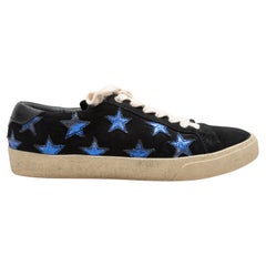 Black & Blue Saint Laurent Suede Star Sneakers Size 38