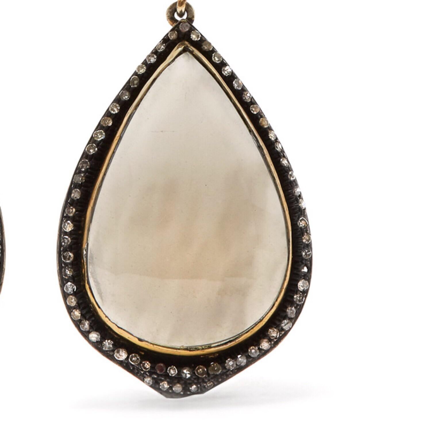 Black and Blue Sapphire Earrings In New Condition For Sale In Los Angeles, CA