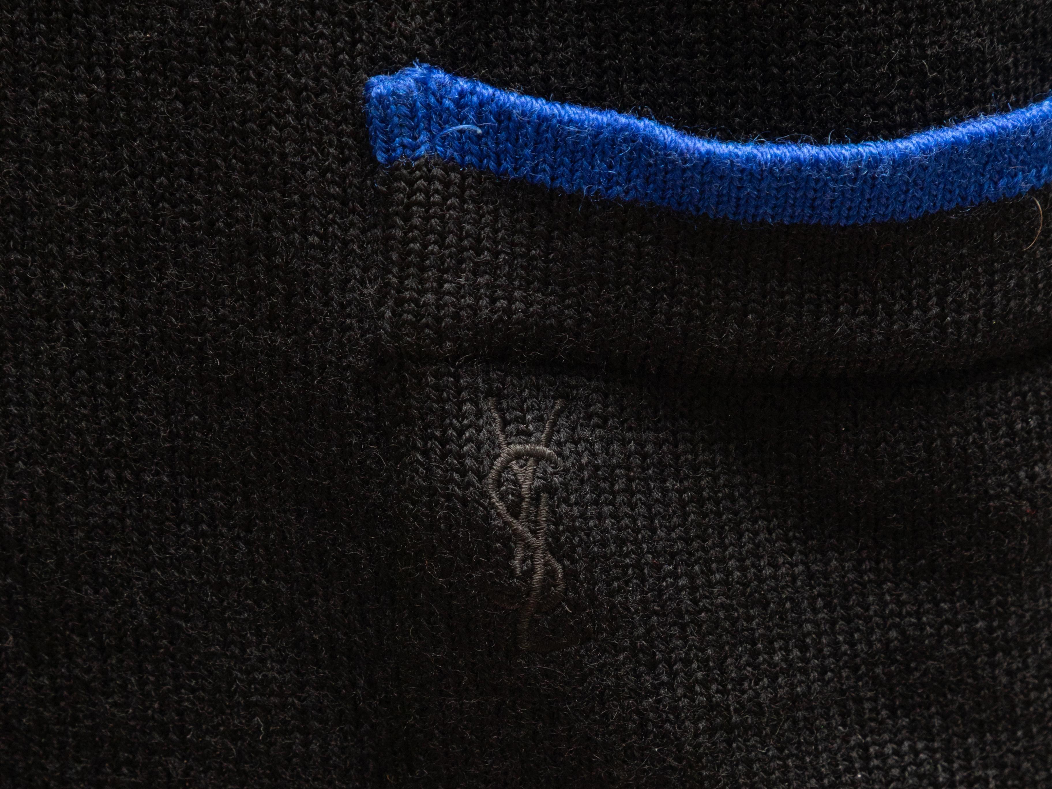 Schwarz & Blau Yves Saint Laurent V-Ausschnitt Strickjacke Größe US S im Angebot 1
