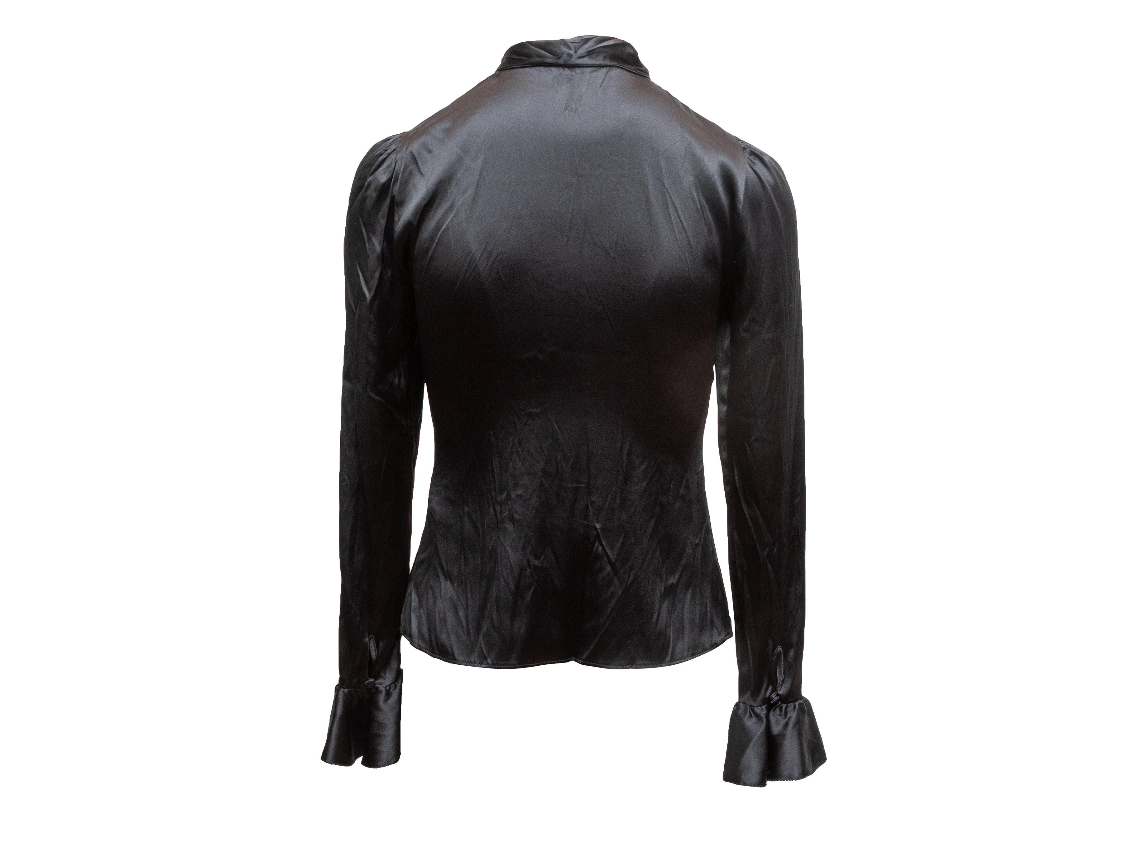 Blusa con lazo de seda negra Blumarine Talla IT 38 en Bueno estado para la venta en New York, NY