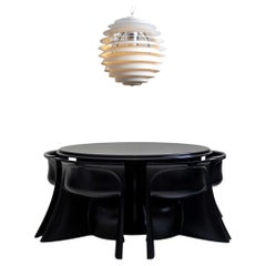 Table de salle à manger Boccio noire avec chaises de Pierluigi Spadolini, Italie 1972