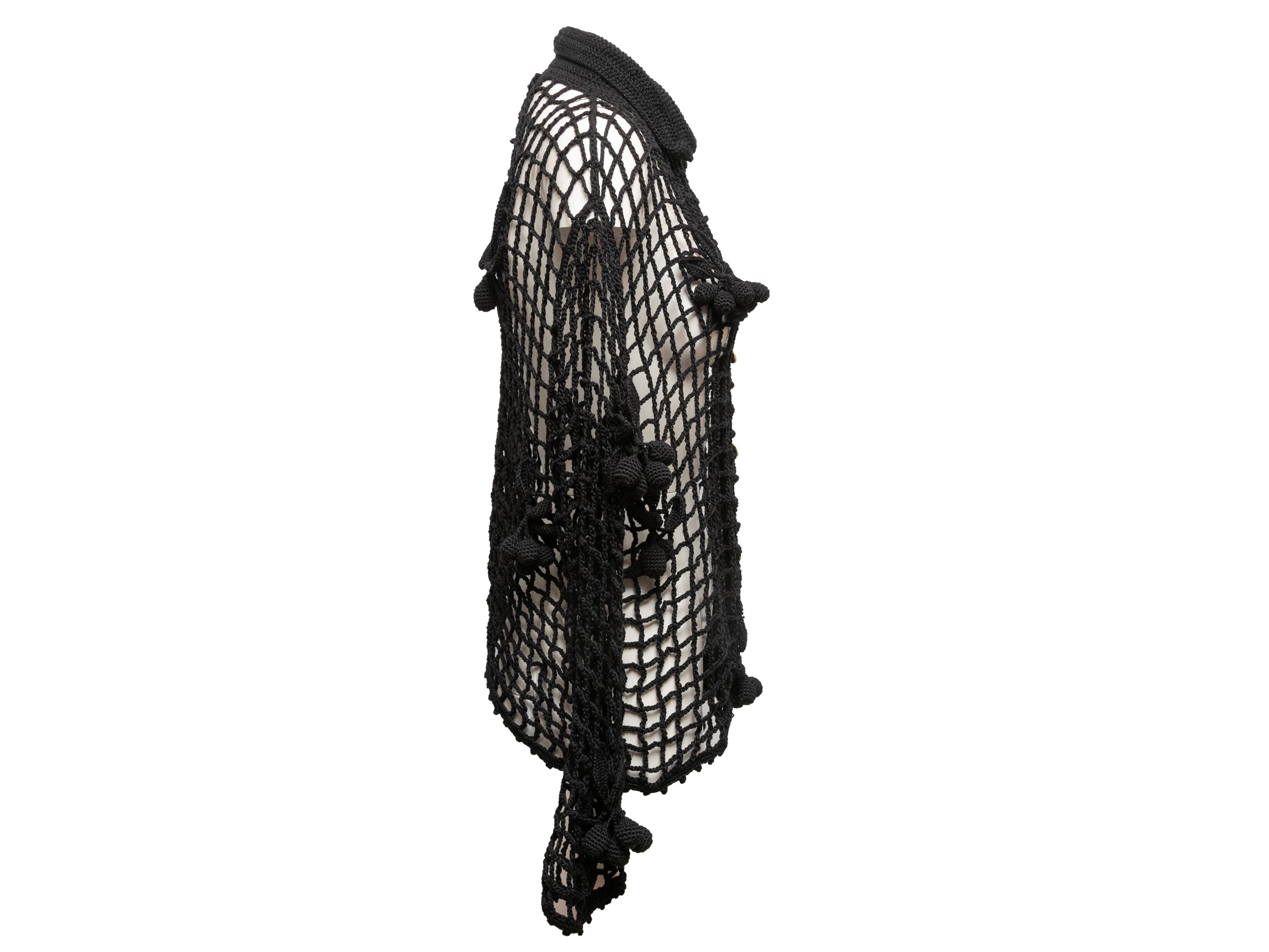 Women's Black Bode Open Crochet Cardigan Size S/M