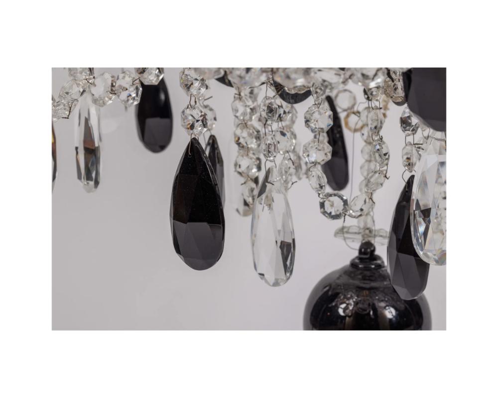 Black Bohemian Crystals Glass Twelve Light Two Tier Chandelier For Sale 5