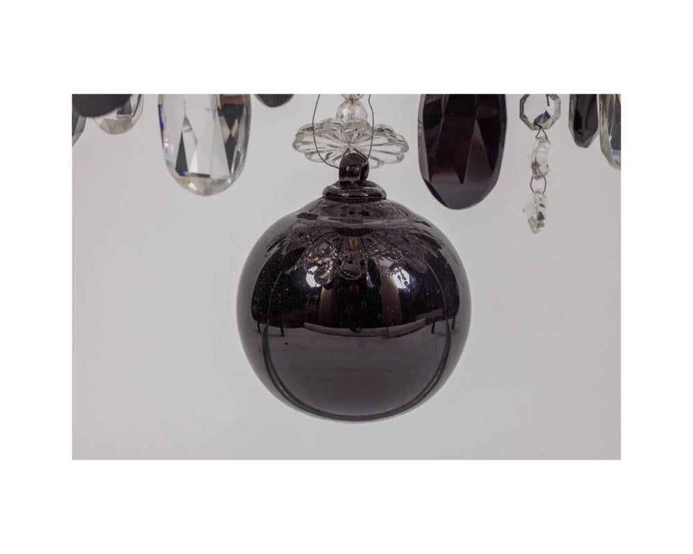 Black Bohemian Crystals Glass Twelve Light Two Tier Chandelier For Sale 8