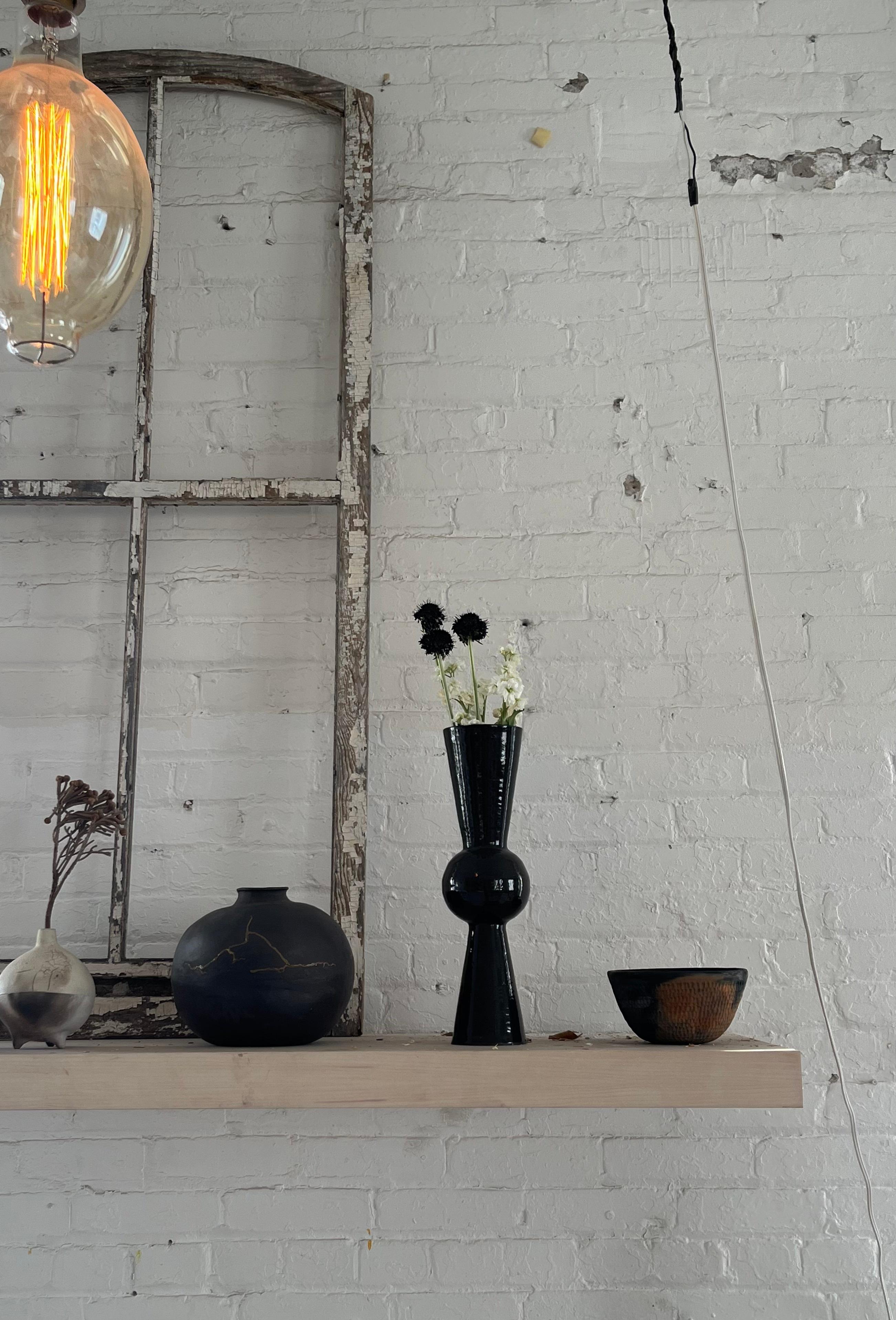 Canadian Black Bonbon Vase by Solem Ceramics For Sale