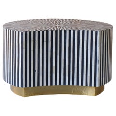 Black Bone Inlay Square Coffee Table with Hammered Brass Legs by House of Jaipur