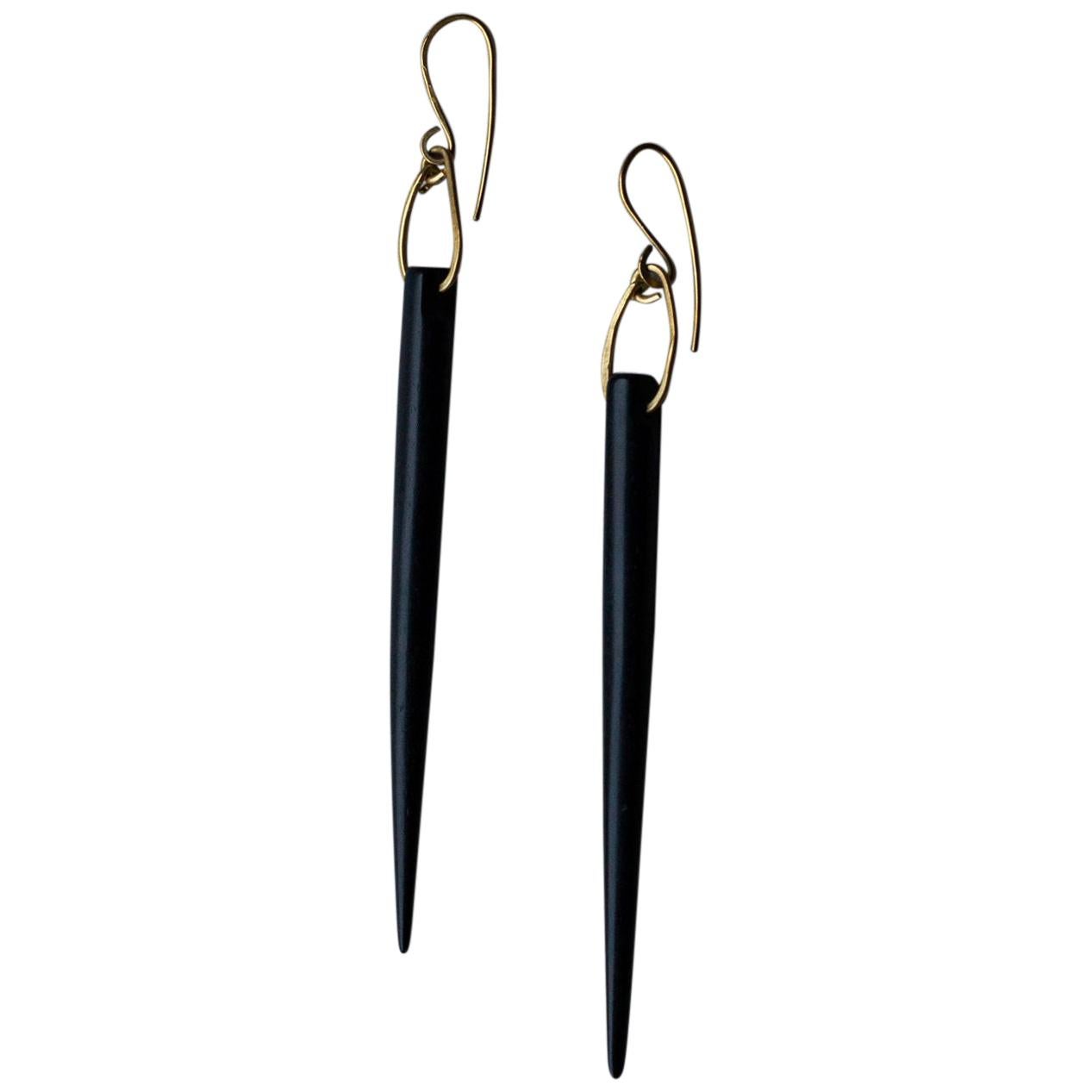 Black Bone Long Dagger Spike Earrings For Sale