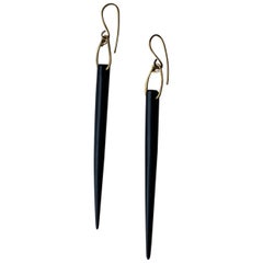 Black Bone Long Dagger Spike Earrings