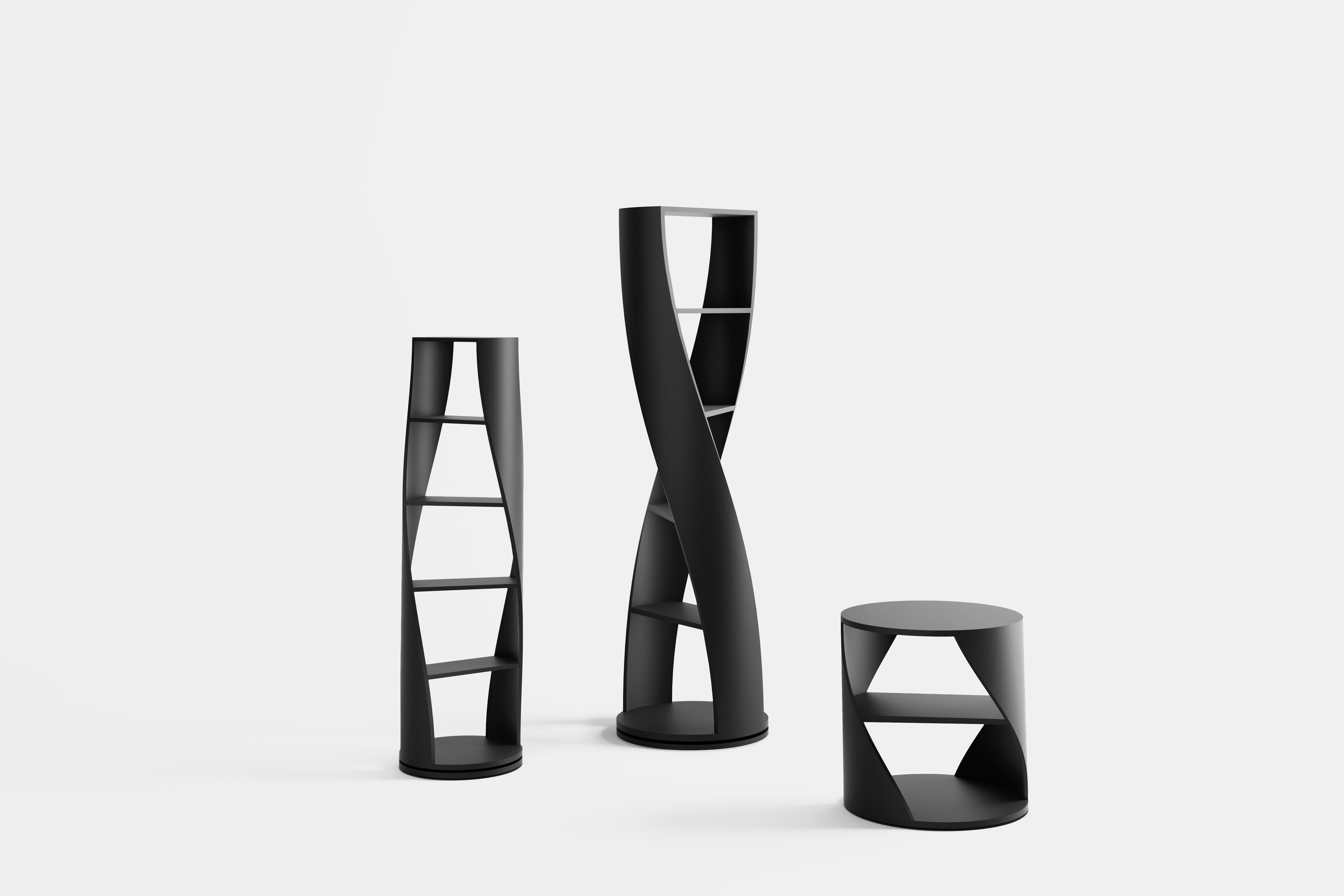 Contemporary Mini MYDNA 4 Tier, Standing Shelf, Shelving Unit in Black by Joel Escalona For Sale