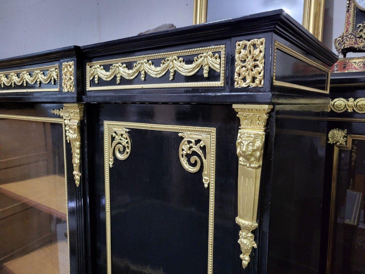 Black Bookcase Vitrine Napoleon III Boule Style, France, 19th Century For Sale 2