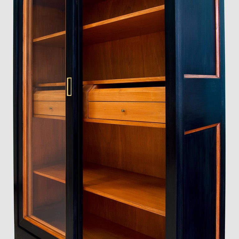 Black Bookcase with Sliding Doors For Sale at 1stDibs