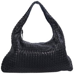 Schwarze Bottega Veneta Intrecciato Hobo-Tasche