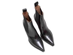 Black Bottega Veneta Patent Pointed-Toe Wedge Chelsea Boots Size 37