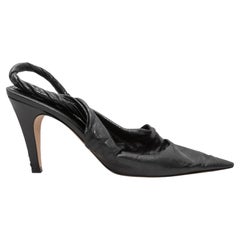 Black Bottega Veneta Pointed-Toe Leather Slingbacks Size 37