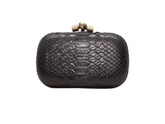 Black Bottega Veneta Small Python Hard Shell Clutch