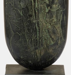 Black Bottle, Unique Handmade Black Ceramic Vessel Obelisk Sculpture