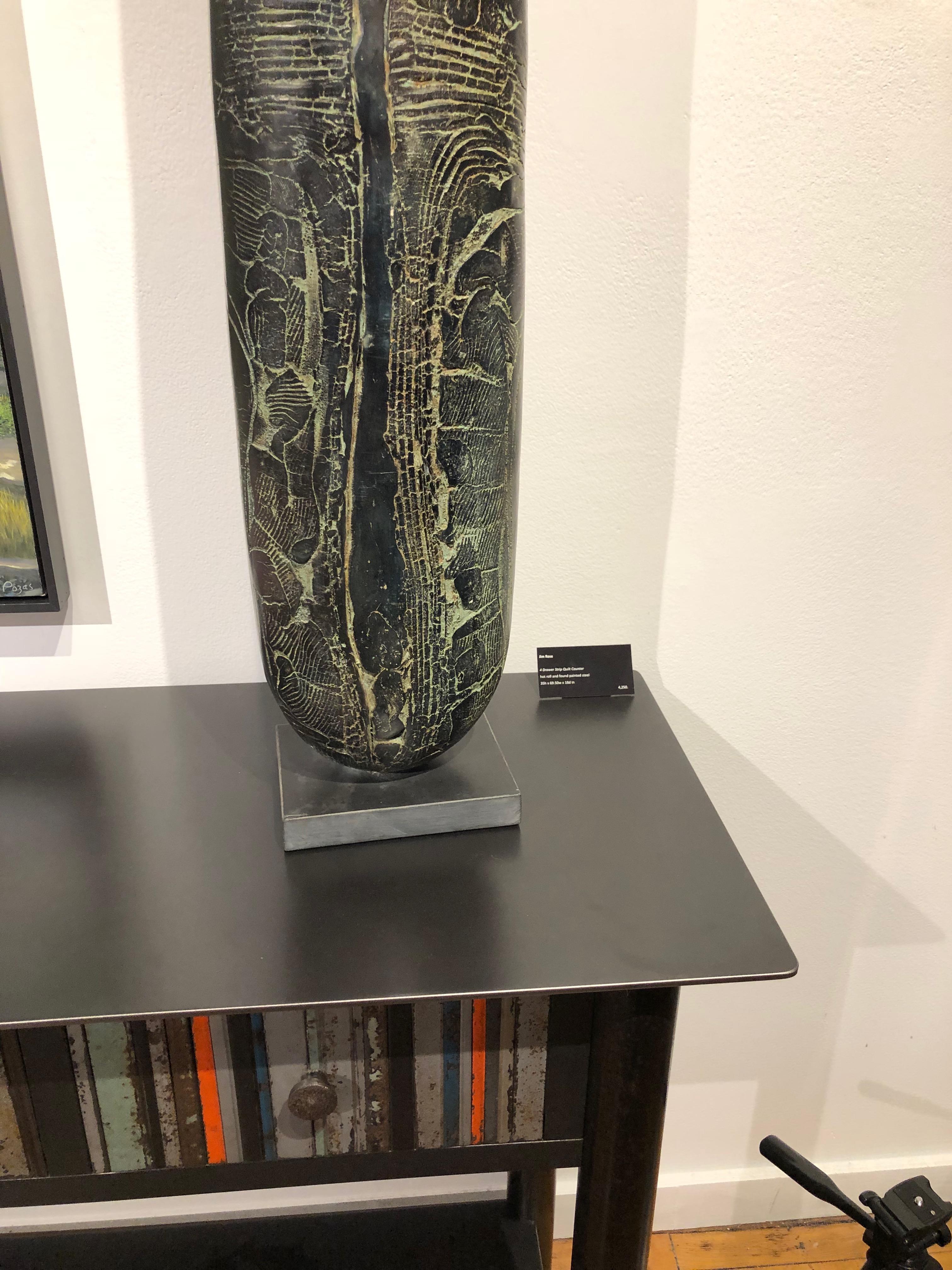 Contemporary Black Bottle, Unique Handmade Black Ceramic Vessel Obelisk Sculpture