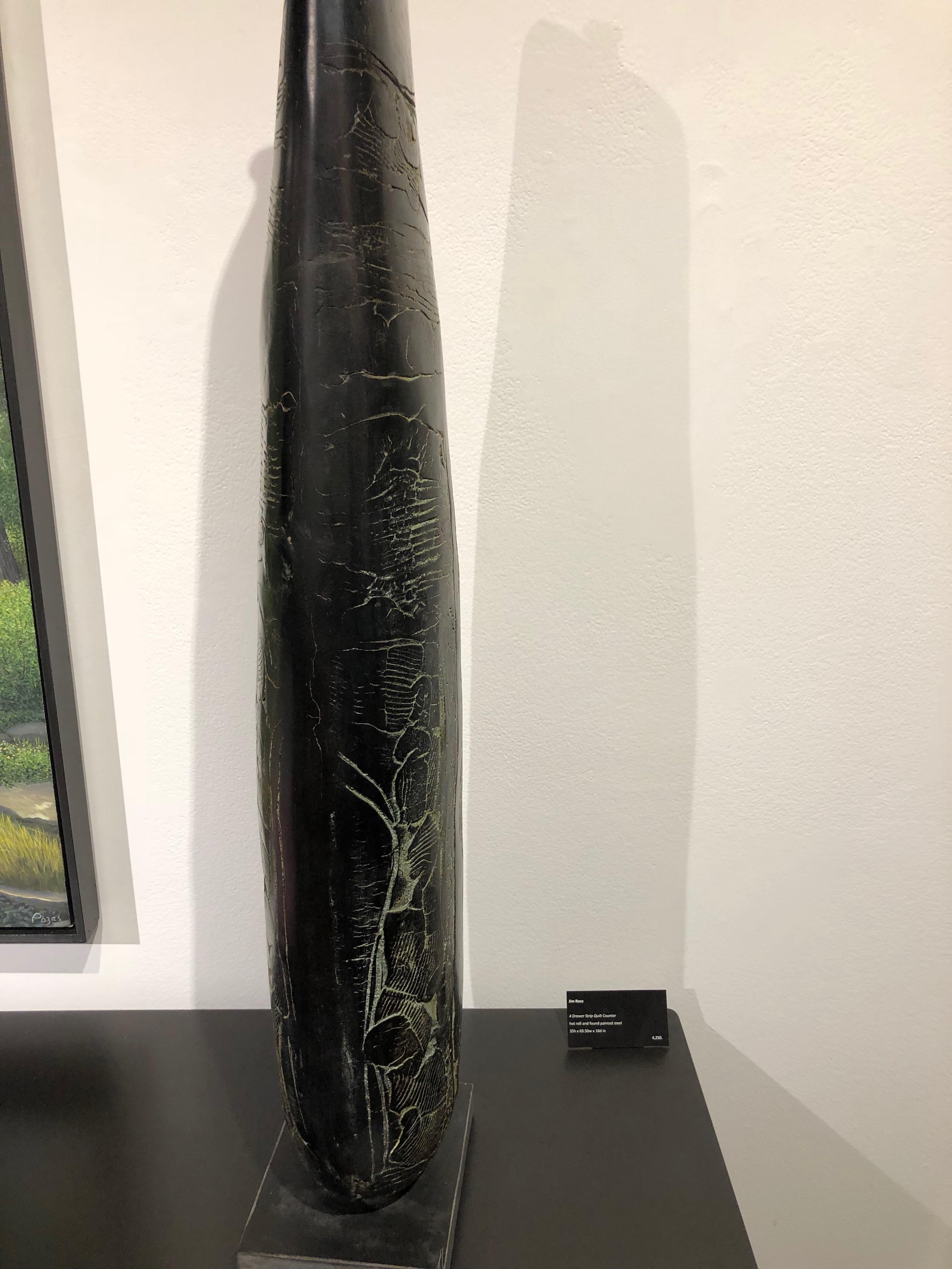 Black Bottle, Unique Handmade Black Ceramic Vessel Obelisk Sculpture 1