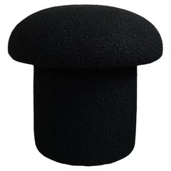 Mushroom Ottoman in Black Boucle