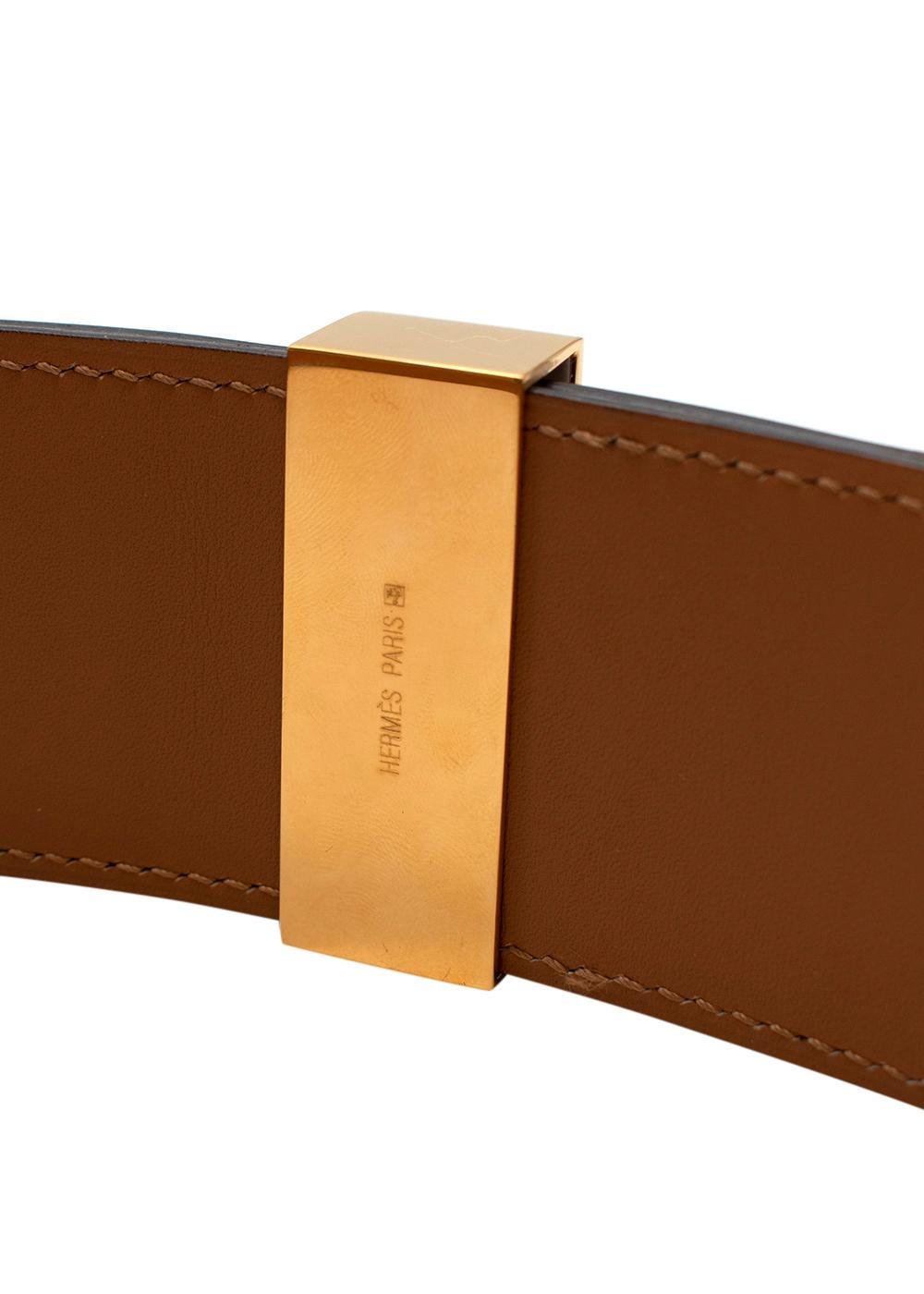 Brown Black Box Calf leather Collier de Chien 50 belt GHW 75 For Sale
