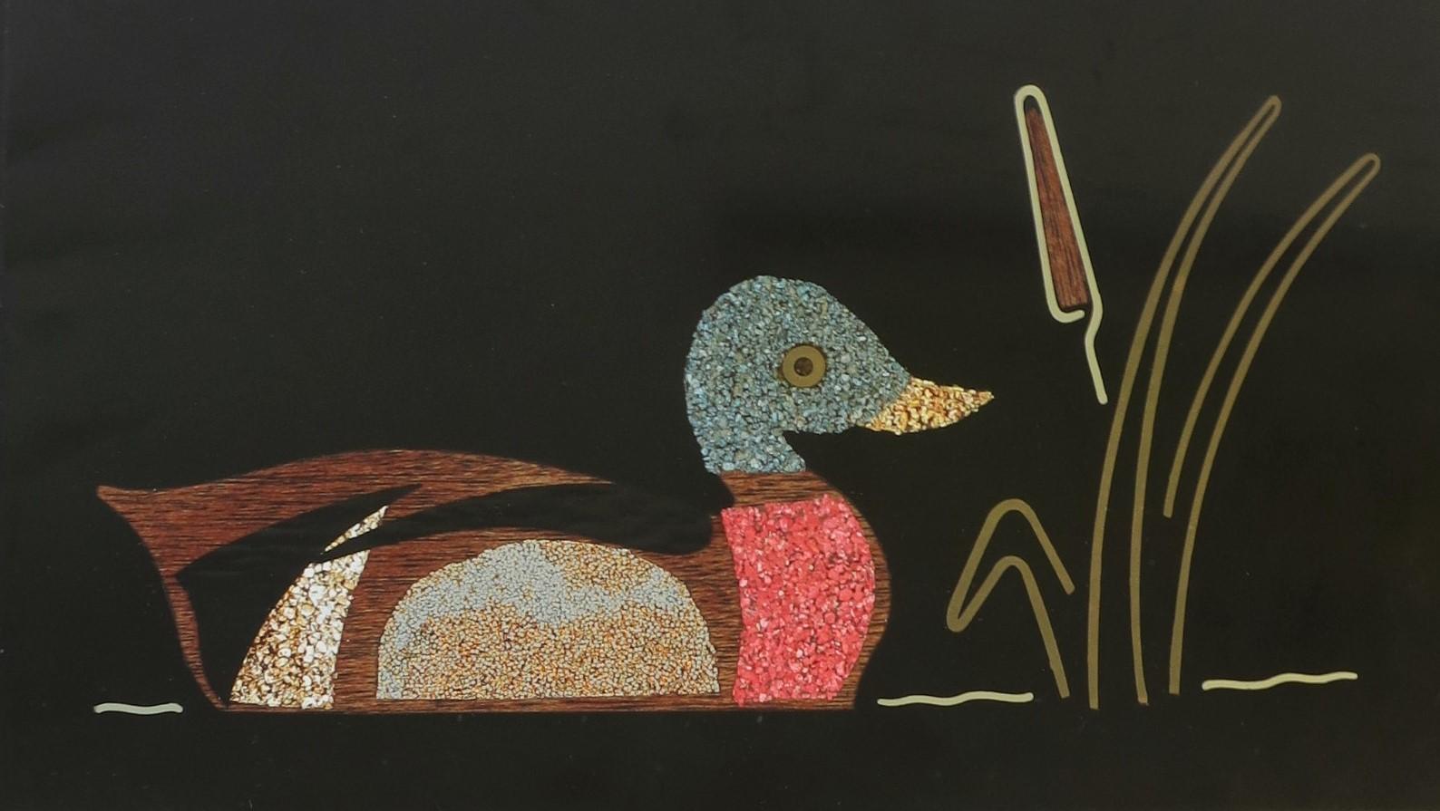 Boîte noire avec mosaïque de canards de Mallard  en vente 7