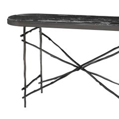 Black Branches Console Table with Black Marble Top