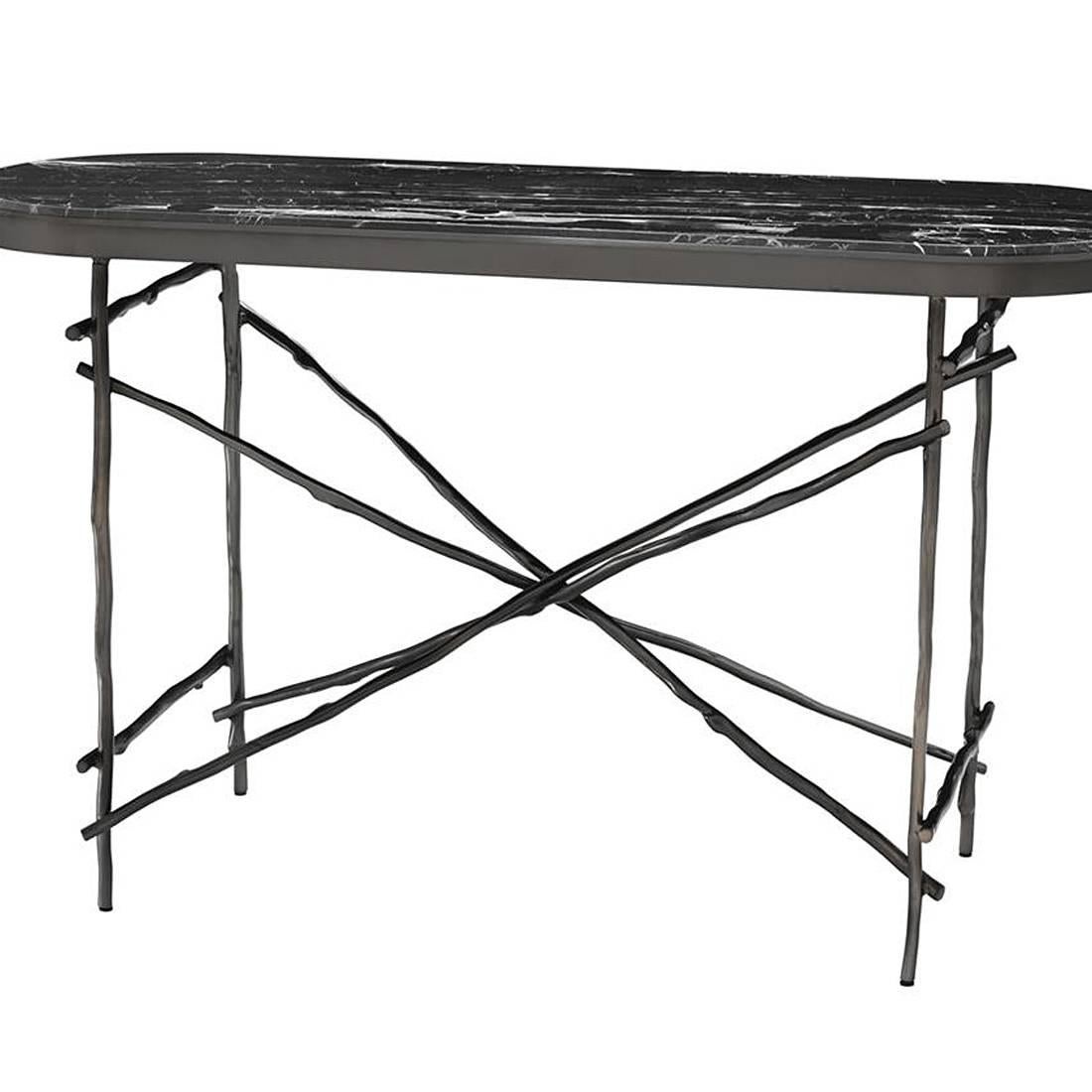 Indonesian Black Branches Console Table with Black Marble Top For Sale