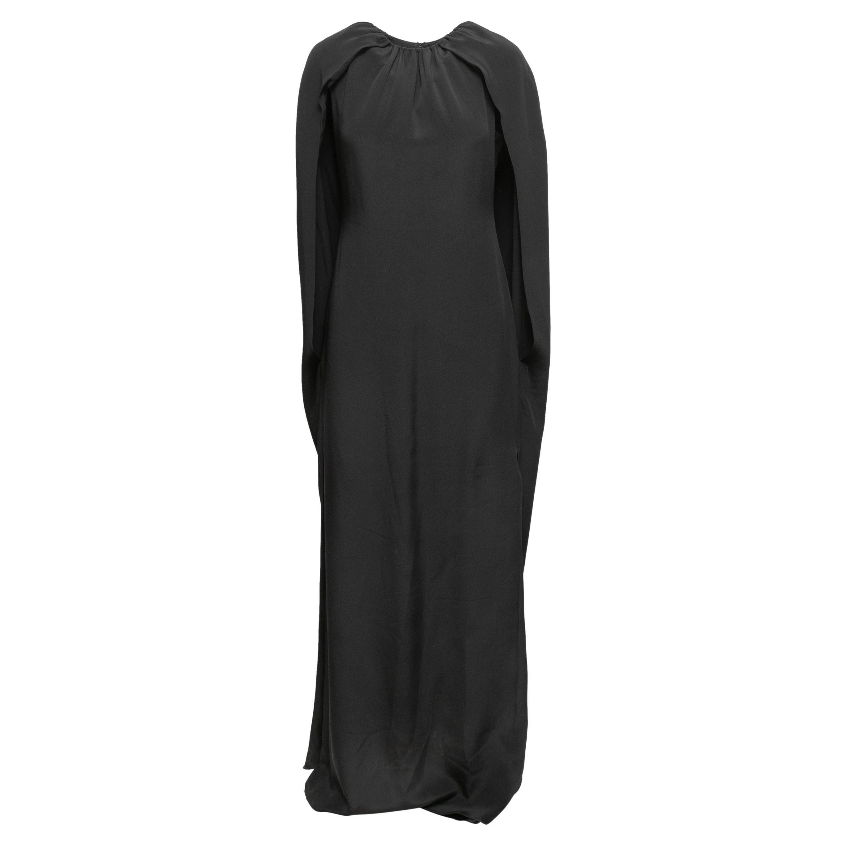 Black Brandon Maxwell Silk Cape Gown Size US 6 For Sale