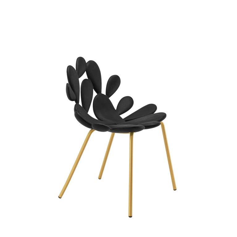 Modern Black / Brass Cactus Chair by Marcantonio Made in Italy For Sale