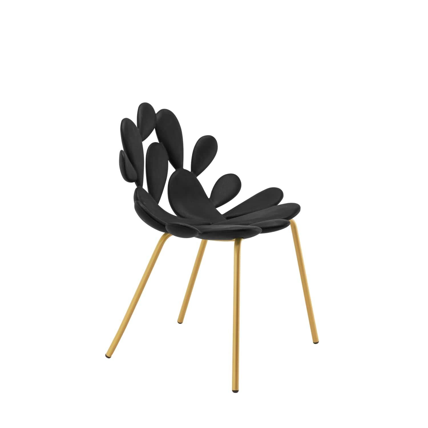 Moderne Chaise Cactus noire/laiton de Marcantonio, fabriquée en Italie en vente